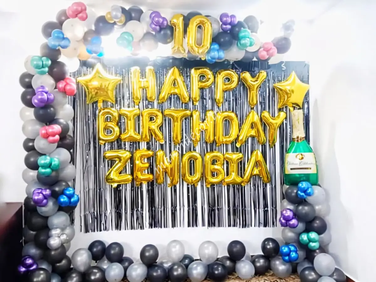 Birthday Decor With Chrome Balloons