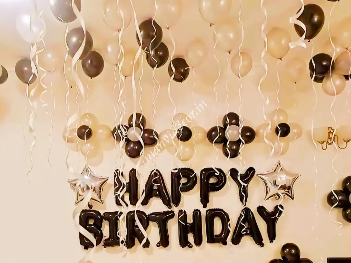 Black white balloon birthday decoration