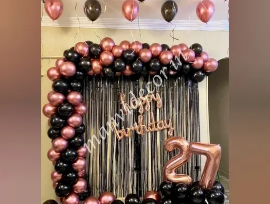 Elegant Blush Black Balloon Decor