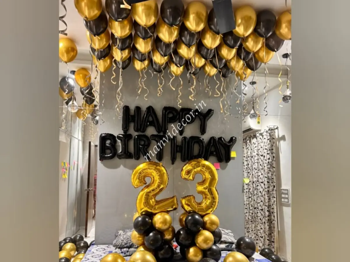 Golden Black Birthday Room Surprise