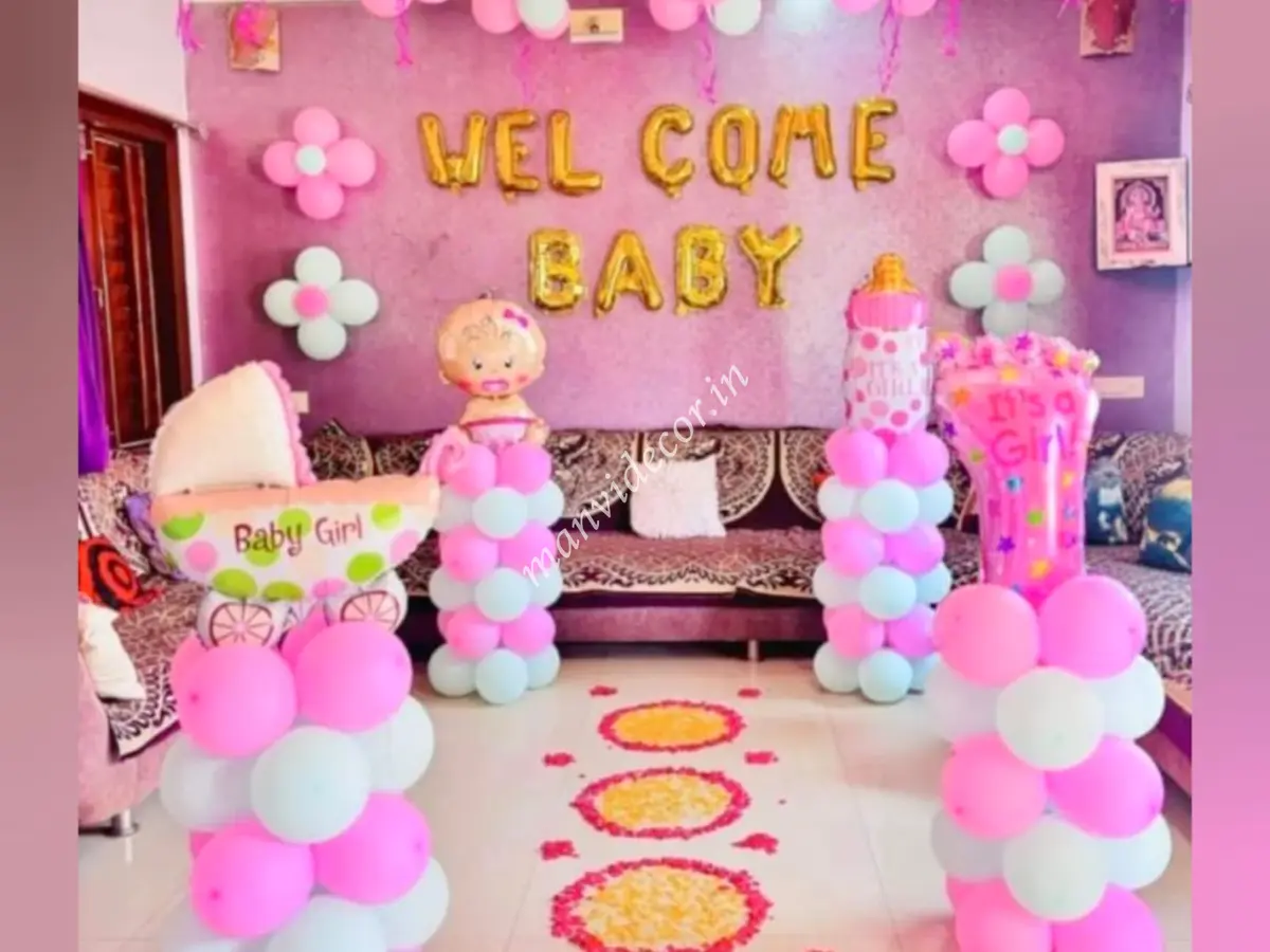 Baby girl welcome flower decoration 