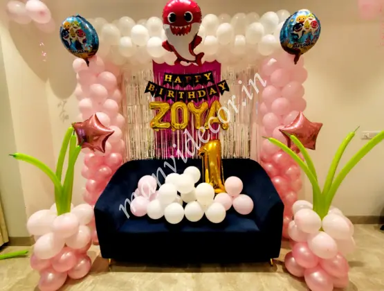 Pink Baby Shark Theme Decoration