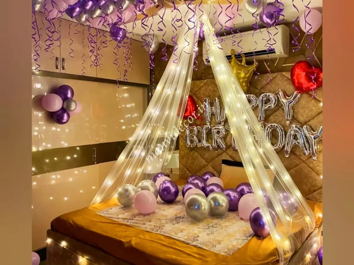 Romantic birthday decoration with cabana net