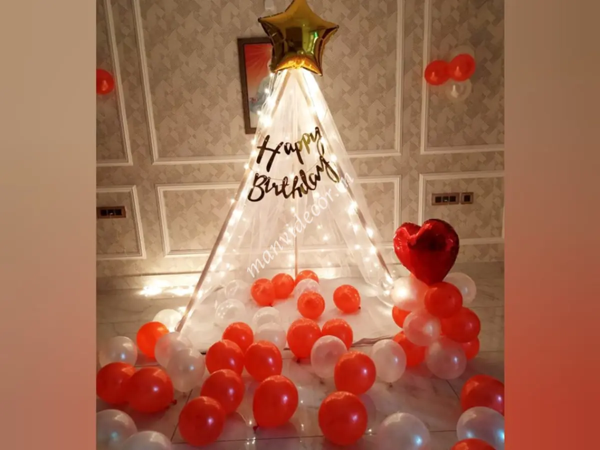 birthday surprise with balloon decoration 