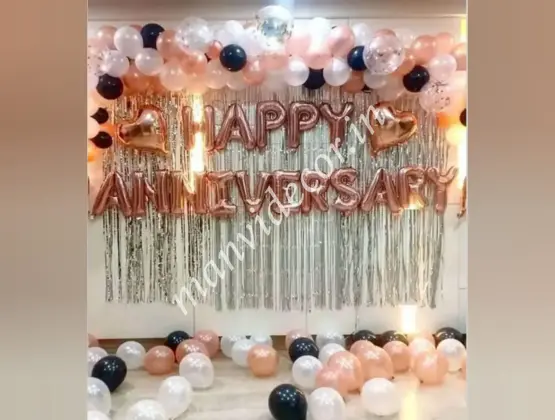 Rose Gold Anniversary Surprise Decor