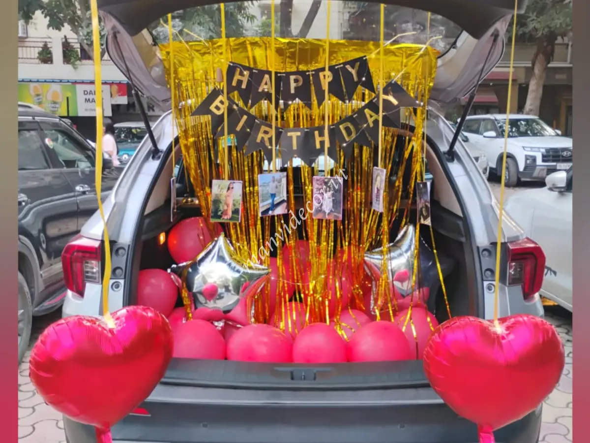 Birthday decoration in car boot