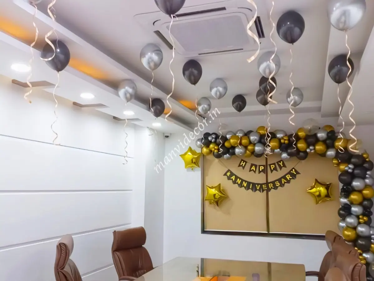 Office anniversary surprise balloon decor